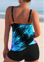 Cyan swimwear,Tribal swimwear,ROTITA Spaghetti Strap Tribal Print Tankini Set 