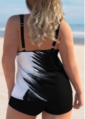 Black plus size,Floral plus size,ROTITA Printed Plus Size Spaghetti Strap Tankini Set