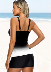 Multi Color swimwear,Floral swimwear,ROTITA Printed Spaghetti Strap Ombre Tankini Set