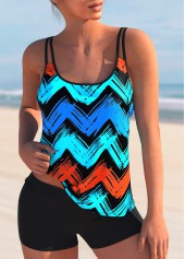 ROTITA Spaghetti Strap Geometric Print Tankini Set