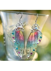 Silvery White jewelry,Butterfly Wings Design Rainbow Color Earrings