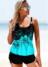 ROTITA Spaghetti Strap Floral Print Tankini Set 