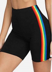 ROTITA Striped Rainbow Color High Waisted Swim Shorts