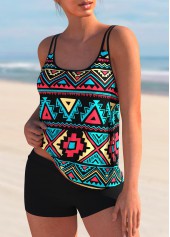 Multi Color swimwear,Tribal swimwear,ROTITA Spaghetti Strap Tribal Print Tankini Set