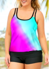 Multi Color plus size,Dazzle Colorful plus size,ROTITA Colorful Plus Size Spaghetti Strap Tankini Set