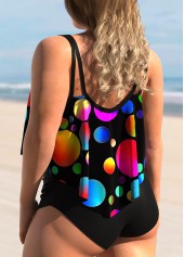 Multi Color plus size,Dot plus size,ROTITA Polka Dot Rainbow Color Plus Size Tankini Set