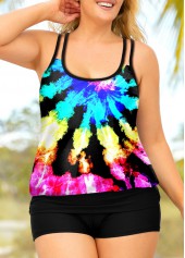 ROTITA Tie Dye Print Plus Size Colorful Tankini Set