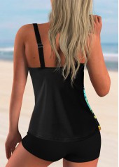 Multi Color swimwear,Plants swimwear,Spaghetti Strap Leaf Print Tankini Set