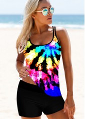 Multi Color swimwear,Tie Dye swimwear,ROTITA Rainbow Color Tie Dye Print Tankini Set