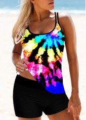 ROTITA Rainbow Color Tie Dye Print Tankini Set
