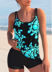 ROTITA Floral Print Spaghetti Strap Tankini Set