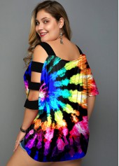 Multi Color plus size,Tie Dye plus size,ROTITA Plus Size Tie Dye Print Multicolor T Shirt
