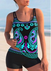 ROTITA Spaghetti Strap Tribal Print Tankini Set