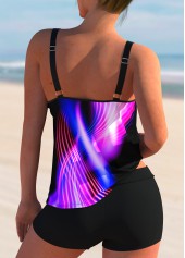Hot Pink swimwear,Dazzle Colorful swimwear,ROTITA Spaghetti Strap Colorful Printed Tankini Set