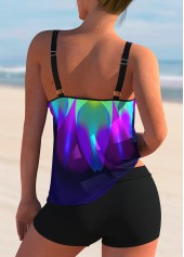 Multi Color swimwear,Dazzle Colorful swimwear,ROTITA Spaghetti Strap Colorful Printed Tankini Set 