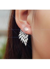 Wings Design Rhinestone Detail Silver Earrings