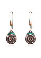 Multi Color jewelry,Metal Detail Water Drop Design Earrings