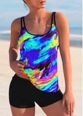 ROTITA Mid Waist Colorful Printed Tankini Set