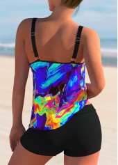 Multi Color swimwear,Floral swimwear,ROTITA Mid Waist Colorful Printed Tankini Set