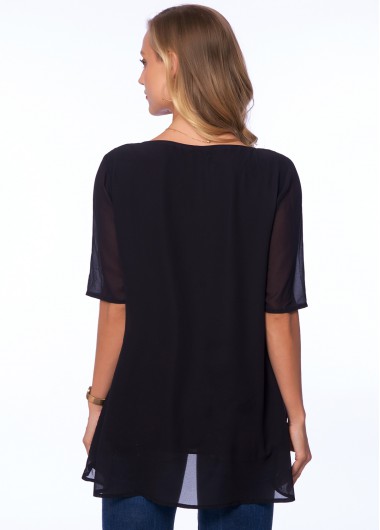 Multi Color tops,Floral tops,ROTITA Butterfly Print Round Neck Half Sleeve T Shirt