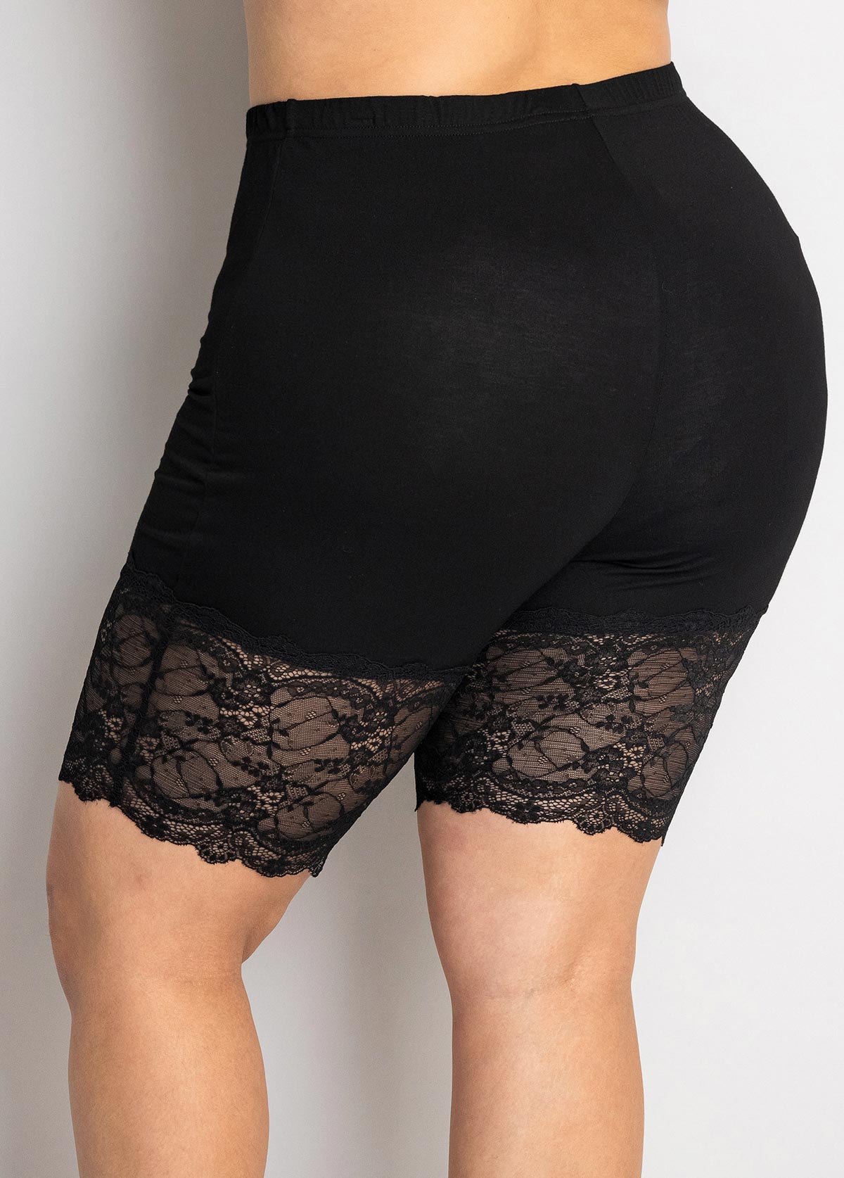 Black plus size,Plain Color plus size,ROTITA Lace Stitching Plus Size High Waisted Legging