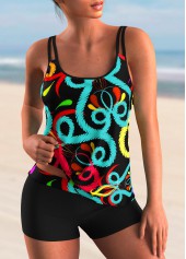 Bunt bedrucktes Tankini-Set mit Spaghettiträgern von Rotita