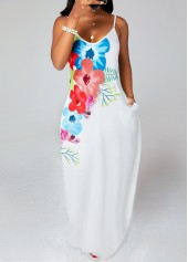 ROTITA Floral Print Spaghetti Strap Pocket Dress