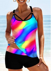 ROTITA Spaghetti Strap Colorful Printed Tankini Set