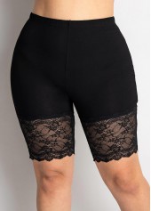 Black plus size,Plain Color plus size,ROTITA Lace Stitching Plus Size High Waisted Legging