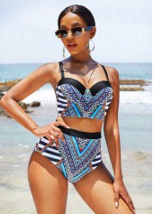 Rotita-Bikini-Set mit hohem Bund und Tribal-Print