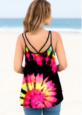 Multi Color tops,Rainbow Color tops,Tie Dye tops,ROTITA Spaghetti Strap Multi Color Tie Dye Print Camisole Top