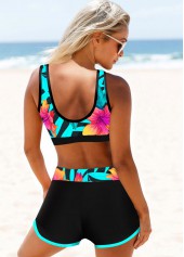 Multi Color swimwear,Floral swimwear,High Waisted Floral Print Wide Strap Bikini Set 