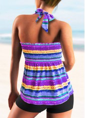 Multi Color swimwear,Rainbow Color swimwear,Striped swimwear,Rainbow Stripe Tie Back Smocked Tankini Set