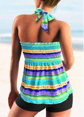 Multi Color swimwear,Rainbow Color swimwear,Striped swimwear,Rainbow Stripe Tie Back Smocked Tankini Set