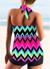 Multi Color swimwear,Rainbow Color swimwear,Striped swimwear,ROTITA Tie Back Rainbow Stripe Halter Tankini Set