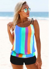 Tankini-Set mit Spaghettiträgern und Regenbogenstreifen