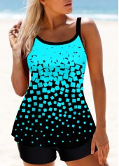 ROTITA Cyan Monochromatic Gradient Print Tankini Set