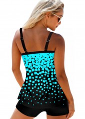 Cyan swimwear,Ombre swimwear,ROTITA Cyan Monochromatic Gradient Print Tankini Set