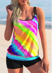 ROTITA Rainbow Color Tie Dye Print Tankini Set 