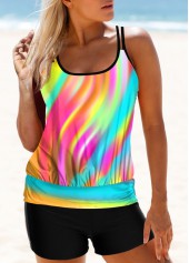 ROTITA Spaghetti Strap Colorful Printed Tankini Set