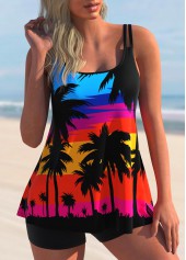ROTITA Double Straps Scape Print Tankini Set