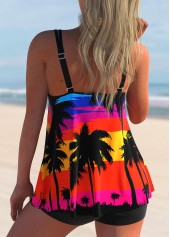 Multi Color swimwear,Graphic swimwear,ROTITA Double Straps Scape Print Tankini Set