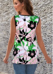 Multi Color tops,Floral tops,ROTITA Floral Print Cross Strap Tank Top