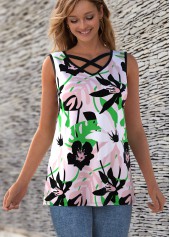 ROTITA Débardeur à bretelles croisées et imprimé floral