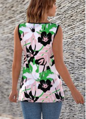 Multi Color tops,Floral tops,ROTITA Floral Print Cross Strap Tank Top