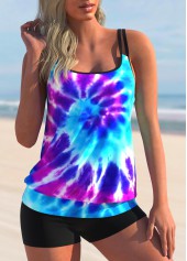 ROTITA Tie Dye Print Colorful Tankini Set