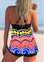 Multi Color swimwear,Dot swimwear,ROTITA Criss Cross Back Polka Dot Tankini Set