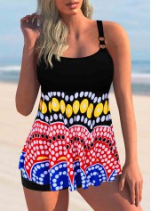 ROTITA Criss Cross Back Polka Dot Tankini Set