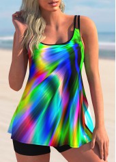 ROTITA Printed Colorful Spaghetti Strap Tankini Set