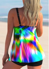 Multi Color swimwear,Floral swimwear,ROTITA Printed Colorful Spaghetti Strap Tankini Set